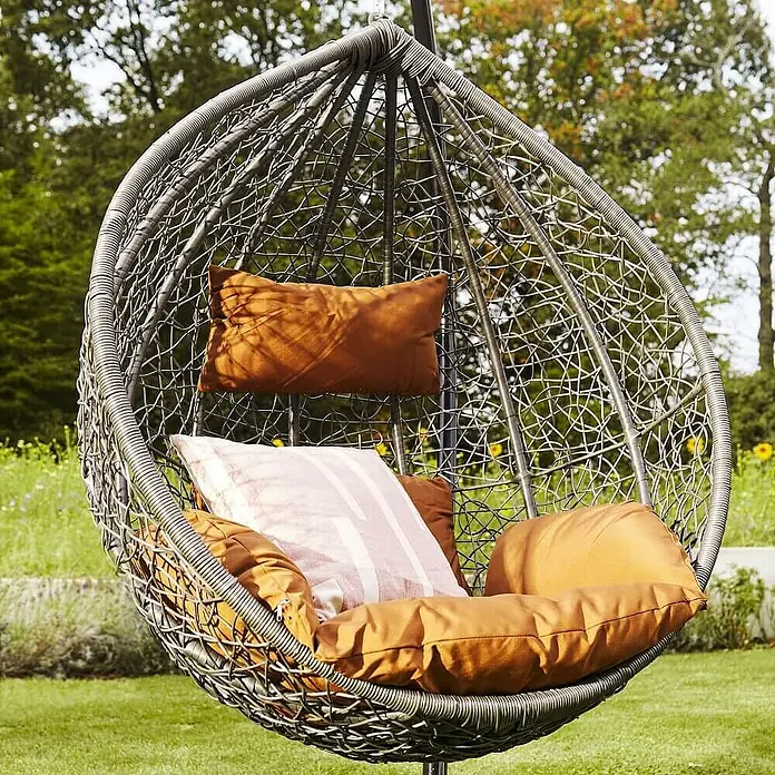 Home Deluxe Hängesessel CIELO Kissen - Kunststoff, Braun
