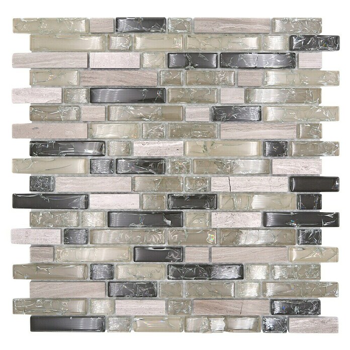 Mozaik pločica Verbund Crystal Mix XIC V1352  (29,8 x 30,5 cm, Sivo-zelene boje, Sjaj) | BAUHAUS
