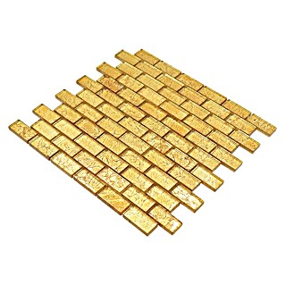 Mozaik pločica Brick Crystal Uni XCM 8GO35 (30 x 30 cm, Zlatne boje, Sjaj)