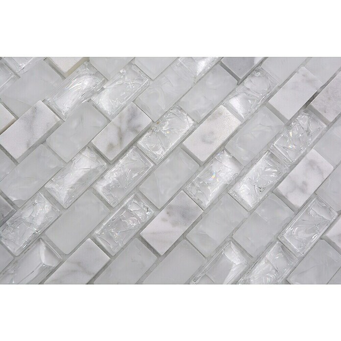 Mozaik pločica Crystal Mix XIC B1111  (30 x 28,5 cm, Bijele boje, Sjaj) | BAUHAUS