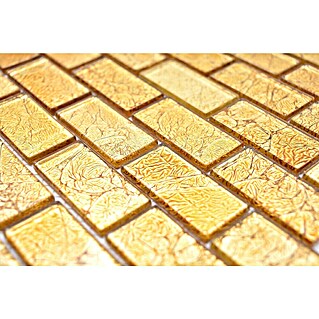 Mozaik pločica Brick Crystal Uni CM 4GO30 (30 x 30 cm, Zlatne boje, Sjaj)