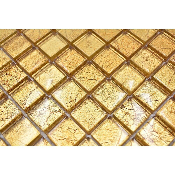 Mosaikfliese Quadrat Crystal Uni XCM 8GO15 (30 x 30 cm, Gold, Glänzend)
