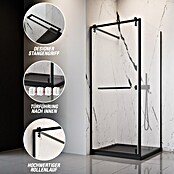 Camargue Palermo Eckdusche (L x B x H: 80 x 80 x 200 cm, Laufrollen tragen in der Höhe bis zu 40 mm auf, Unbeschichtet, Schwarz) | BAUHAUS