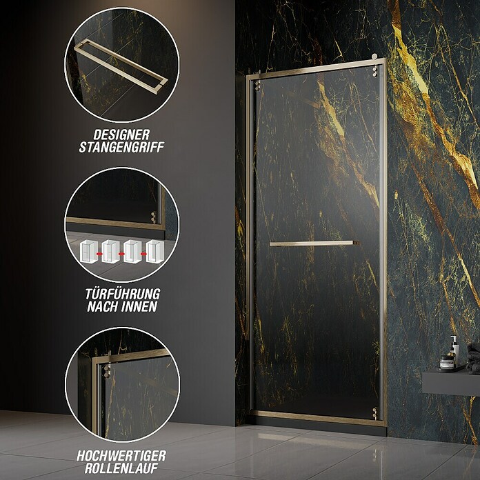 Camargue Palermo Nischendusche (80 x 200 cm, Unbeschichtet, Brushed Gold) | BAUHAUS