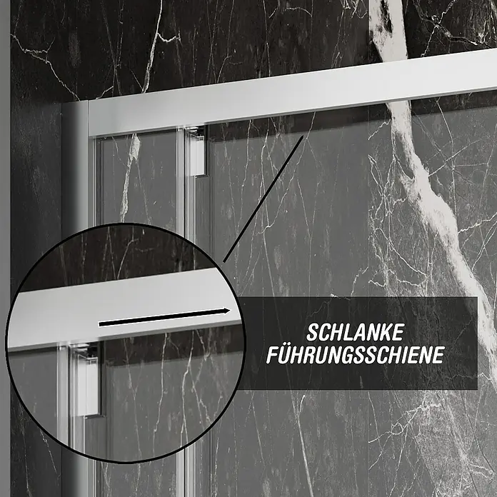 Camargue Eckdusche Verona - L x B x H: 90 x 90 x 195 cm, Silberglanz - Duschkabine mit schlanker Führungsschiene. Die hochwertige Schiebetür sorgt für ein elegantes Design im Badezimmer.\n