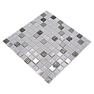 Mozaik pločica Quadrat Crystal Mix CM 424 (30 x 30 cm, Bijelo-srebrne boje, Sjaj)