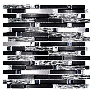 Mozaik pločica Verbund Crystal CM GV478 (29,8 x 30,4 cm, Crne-srebrne boje, Sjaj)