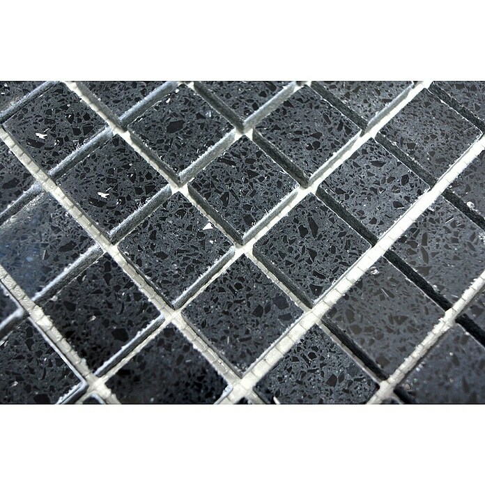 Mozaik pločica (30,5 x 30,5 cm, Crna, Sjajno)