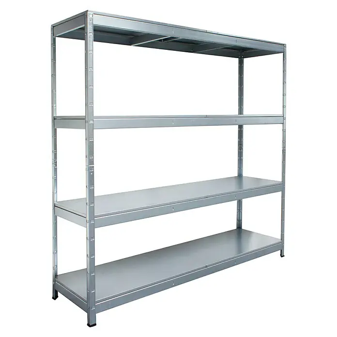Schulte Metallregal Weitspannregal - H x B x T: 180 x 183 x 50 cm, Traglast pro Boden: 175 kg, Anzahl Böden: 4 Stk., Silber - Ein stabiles, silbernes Metallregal mit vier Ebenen, ideal für Lagerung und Organisation in Werkstätten oder Kellern.