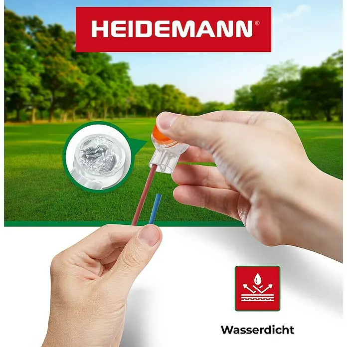 Heidemann Iso Flex Kabelverbinder Einzeladerverbindung Presslok UY2 2-polig 0,4-0,9 mm² - 10 Stk. - Wasserdichte HEIDEMANN®-Drahtverbinder für den sicheren Außeneinsatz. Ideal für Gartenbeleuchtung.