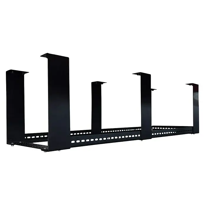 Schulte Regal Deckenregal Vario - L x B x H: 60 x 40 x 32 cm, 2 Stk., Schwarz - Nahaufnahme eines schwarzen Serverschranks, der für die Netzwerkinstallation geeignet ist. Seine robuste Bauweise sorgt für Stabilität.