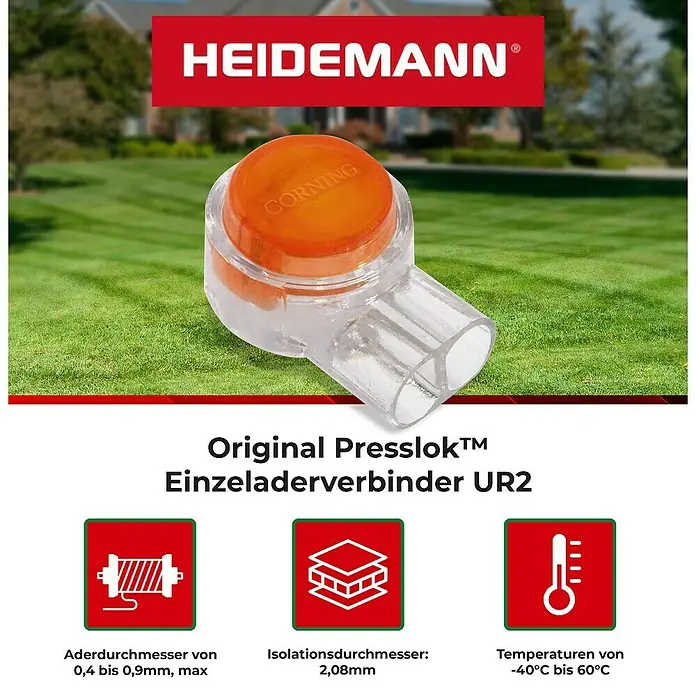 Heidemann Iso Flex Kabelverbinder Einzeladerverbindung Presslok UY2 2-polig 0,4-0,9 mm² - 10 Stk. - Produktbild eines Original Presslok™ Einzeladerverbinders UR2 von Heidemann, einem elektrischen Verbindungselement.