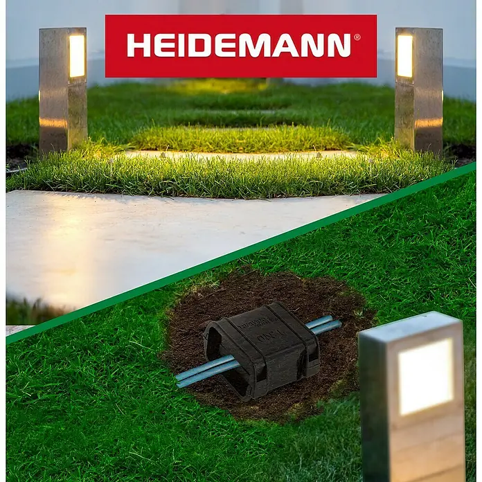 Heidemann Iso Flex Gelmuffe mit Verbindungsklemme - Schwarz, 1 Stk., IPX8 - Die Heidemann Bodenleuchten mit der wasserdichten Verbindungsmuffe, für eine sichere und langlebige Gartenbeleuchtung.