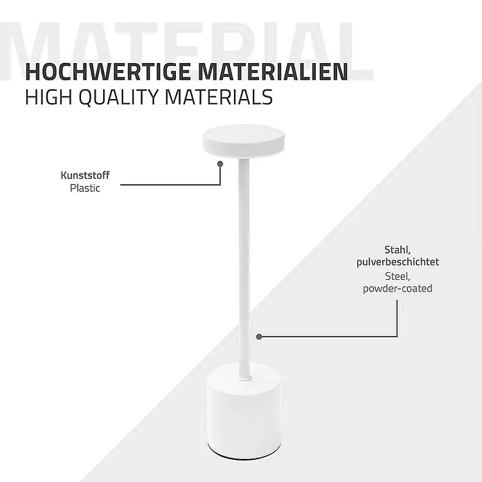 ML-Design LED-Tischleuchte rund Nachttischlampe Weiß 3 Lichtfarben Tragbare Metall Led Lampe - Weiß, Weiß