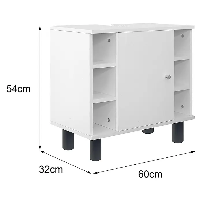 ML-Design Badmöbel-Set Badezimmerschrank mit Tür und 6 Ablagen Badschrank Waschtisch - Weiß