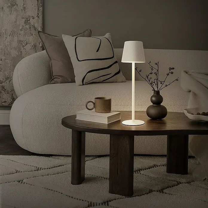 ML-Design LED-Tischleuchte rund Nachttischlampe Weiß 4 Stufen Tragbare Metall LED Lampe - Weiß, Weiß