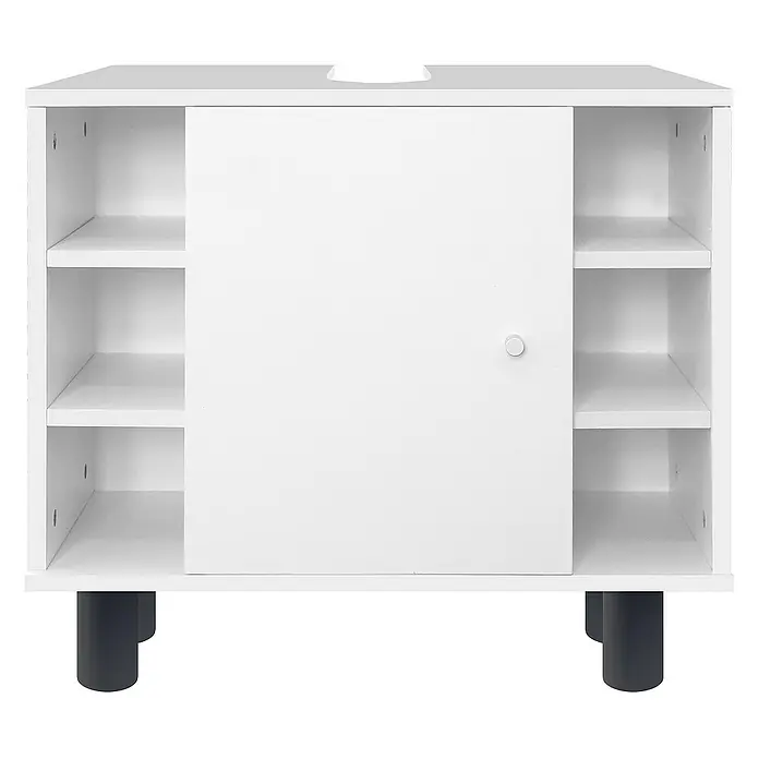 ML-Design Badmöbel-Set Badezimmerschrank mit Tür und 6 Ablagen Badschrank Waschtisch - Weiß
