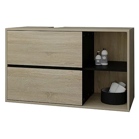 ML-Design  Badmöbel-Set Badezimmerschrank mit 2 Schubladen Ablage Badschrank hängend