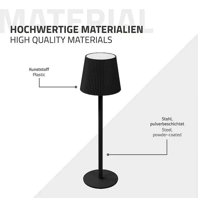 ML-Design LED-Tischleuchte rund Nachttischlampe Schwarz 4 Stufen Tragbare Metall LED Lampe - Schwarz, Schwarz