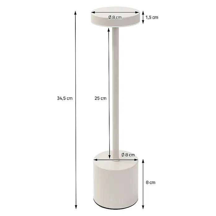 ML-Design LED-Tischleuchte rund Nachttischlampe Creme 3 Lichtfarben Tragbare Metall Led Lampe - Creme, Creme