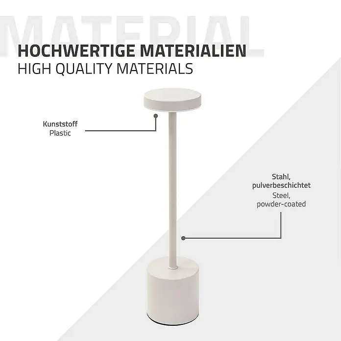 ML-Design LED-Tischleuchte rund Nachttischlampe Creme 3 Lichtfarben Tragbare Metall Led Lampe - Creme, Creme