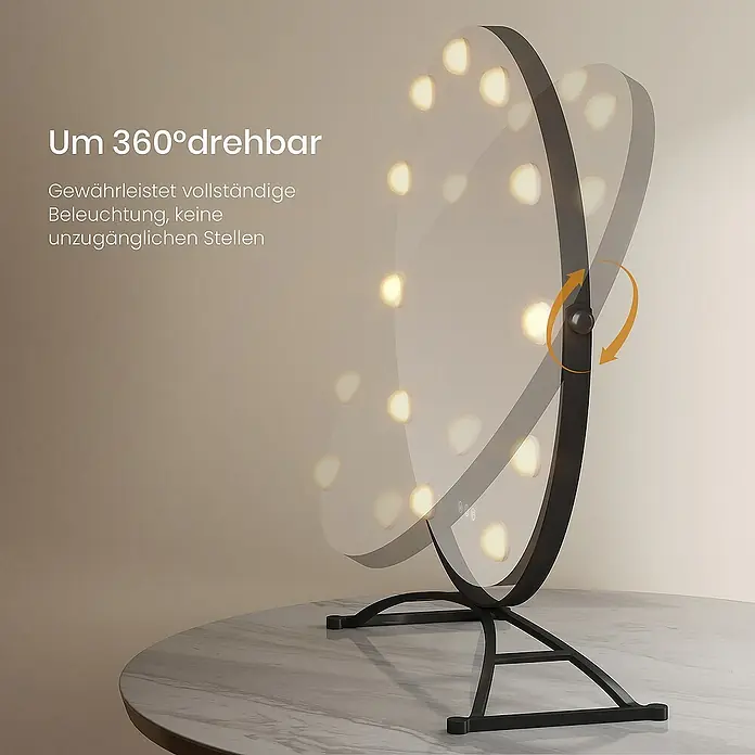 Emke Kosmetikspiegel Miraco - 50 x 58 cm, Rund, Schwarz