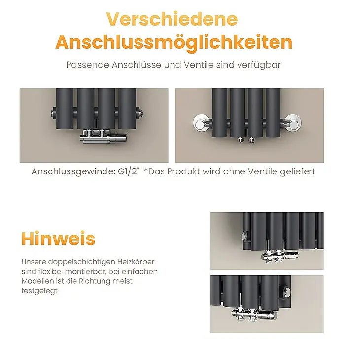 Emke Designheizkörper Einlagig Vertikal - B x H: 24 x 60 cm, Anthrazit