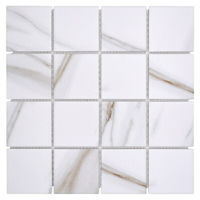 Mozaik pločica Quadrat Calacatta CIM Q73 CT  (30,6 x 30,6 cm, Smeđa-bež-bijela, Mat) | BAUHAUS