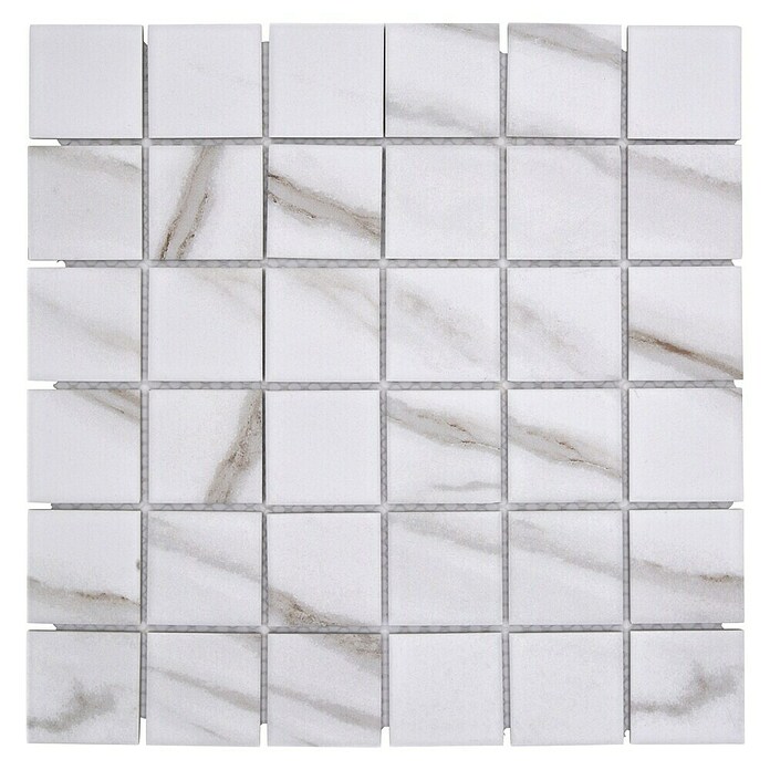Mozaik pločica Quadrat Calacatta CIM Q48 CT  (30,6 x 30,6 cm, Bijele boje, Mat) | BAUHAUS
