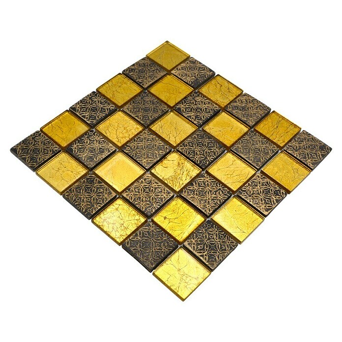 Mozaik pločica (30 x 30 cm, Zlatno, Sjajno)
