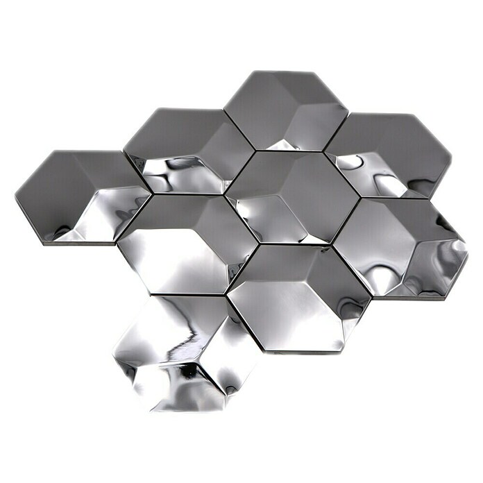 Mozaik pločica Hexagon HXM 10SG  (26,2 x 23 cm, Srebrne boje, Sjaj) | BAUHAUS