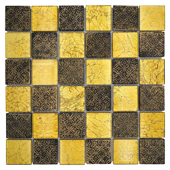 Mozaik pločica (30 x 30 cm, Zlatno, Sjajno)