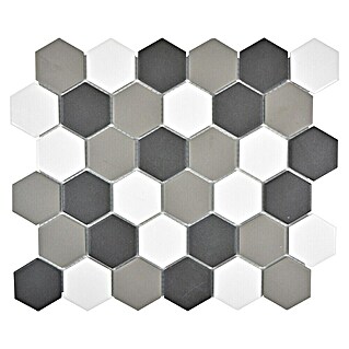 Mozaik pločica Hexagon Mix CU HX150 (32,5 x 28,1 cm, Bijelo-crno-sive boje, Mat)