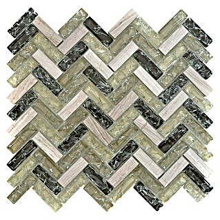 Mozaik pločica Fischgrät Crystal Mix XIC HB1552 (26,3 x 29,3 cm, Sivo-zelene boje, Sjaj)