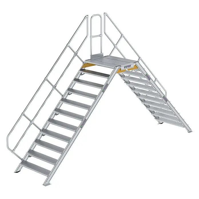 Munk Mehrzweckleiter Überstieg 45° inkl. einen Handlauf, Stufenbreite 1000mm, 2x11 Stufen - Anzahl Tritte: 11 Stk., Aluminium