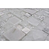 Mozaik pločica (30,5 x 30,5 cm, Bijelo / sivo, Sjajno)