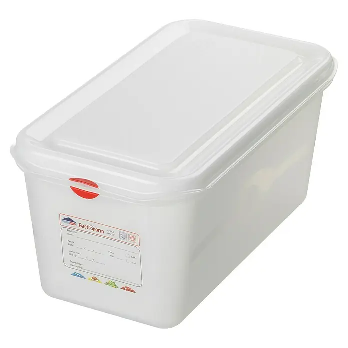 Sunware Vorratsdose Gastronorm - L x B x H: 325 x 176 x 150 mm, 6 l, Kunststoff, Transparent - Ein weißer, rechteckiger Gastronorm-Behälter mit Deckel, ideal zur Aufbewahrung von Lebensmitteln in der Gastronomie.