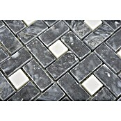 Mozaik pločica (30,5 x 30,5 cm, Crno / bijelo, Sjajno)
