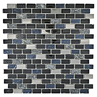 Mozaik pločica Brick Crystal Mix XCM B128 (30 x 28,5 cm, Crno-sive boje, Sjaj)