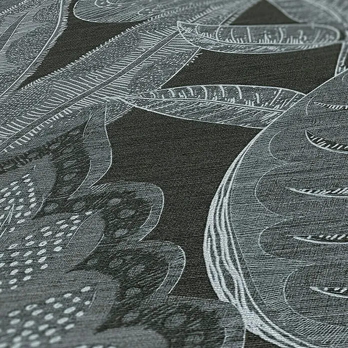 Tadessi Vliestapete M1-No.10948 - Schwarz, Floral, 10,05 x 0,53 m