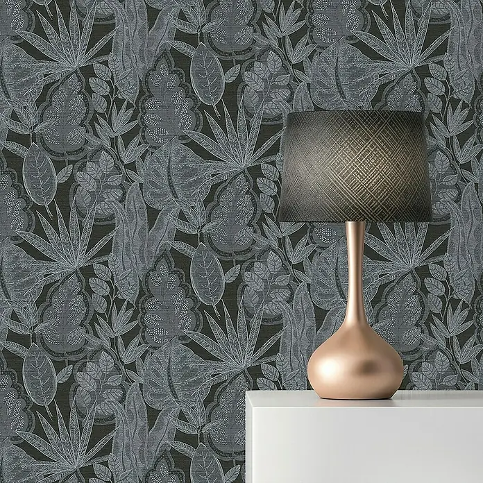 Tadessi Vliestapete M1-No.10948 - Schwarz, Floral, 10,05 x 0,53 m