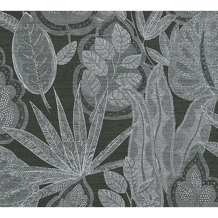 Tadessi Vliestapete M1-No.10948 - Schwarz, Floral, 10,05 x 0,53 m