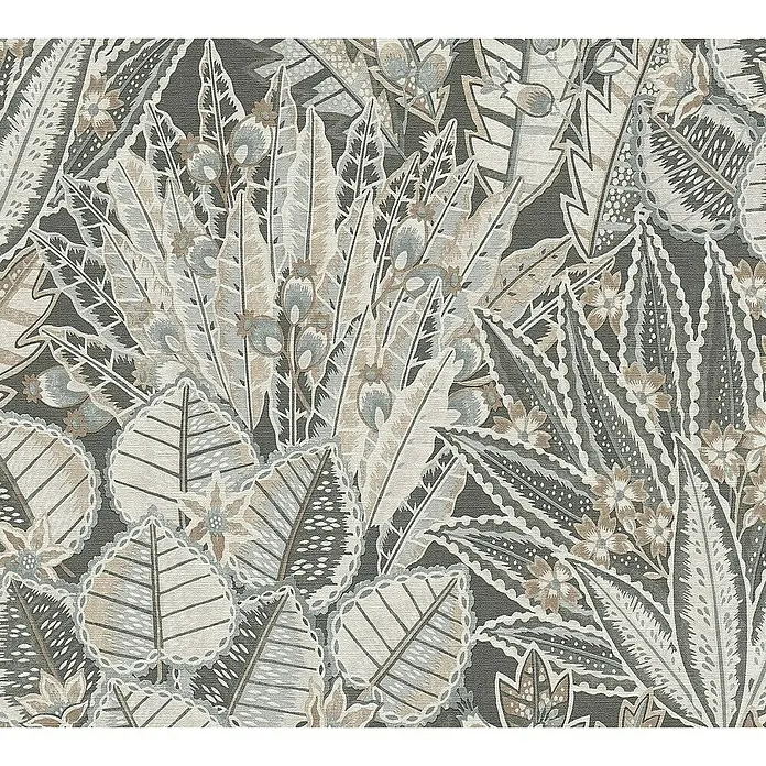 Tadessi Vliestapete M1-No.11155 - Schwarz, Floral, 10,05 x 0,53 m