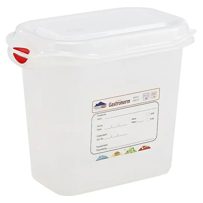 Sunware Vorratsdose Gastronorm - L x B x H: 176 x 108 x 150 mm, 1,5 l, Kunststoff, Transparent - Gastronorm Frischhaltebox mit Beschriftungsfeld zur Aufbewahrung von Lebensmitteln.