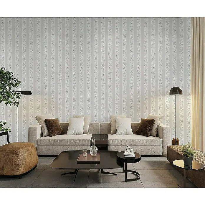 Tadessi Vliestapete M1-No.4283 - Grau, Floral, 10,05 x 0,53 m