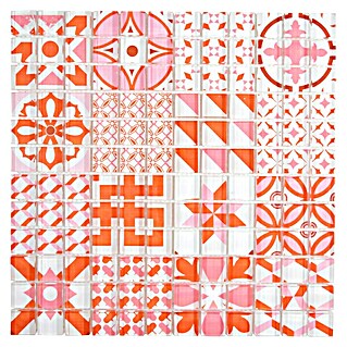 Mozaik pločica Quadrat Crystal XCM 8OP37 (30 x 30 cm, Bijelo-crvene boje, Sjaj)