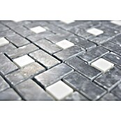Mozaik pločica (30,5 x 30,5 cm, Crno / bijelo, Sjajno)