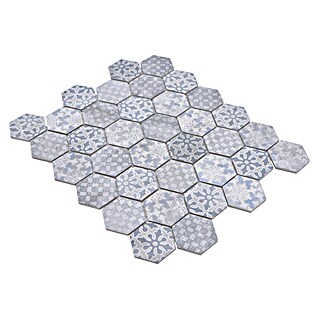 Mozaik pločica Hexagon HX CURIO A (32,5 x 28,1 cm, Plave boje, Mat)