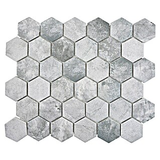 Mozaik pločica Hexagon HX CURIO ZLG (32,5 x 28,1 cm, Sive boje, Mat)