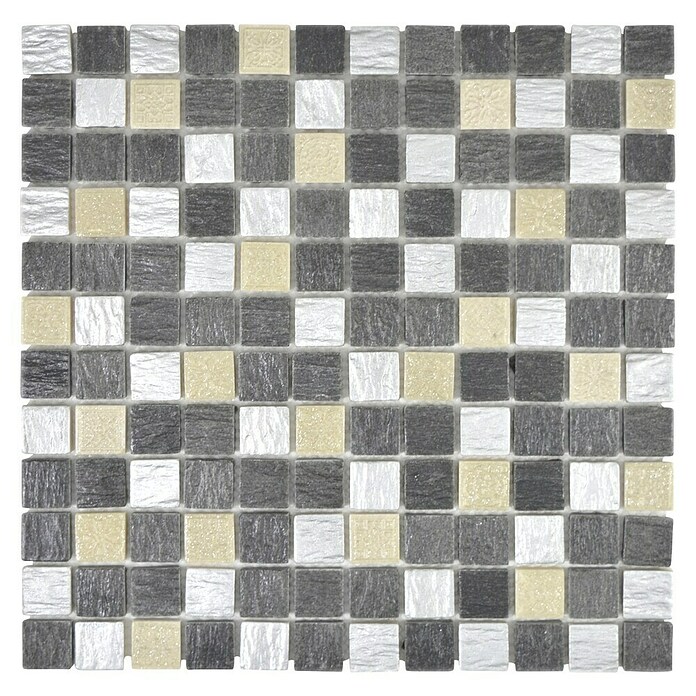 Mozaik pločica (30 x 30 cm, Sivo / crno, Mat)